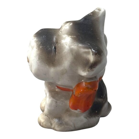 Vintage Scottie Terrier Ceramic Dog Figurine Made In Japan Black White 2" Mini - Picture 1 of 7